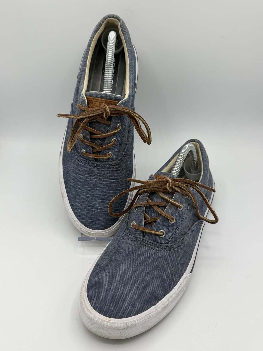 Sperry Men's Striper II CVO Salt Washed Sneakers Navy Blue Size 8.5 M